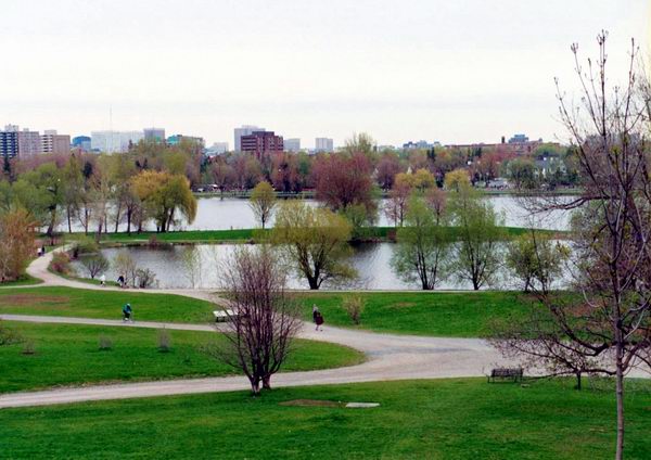 Looking from a hill across Carleton University and the Canal