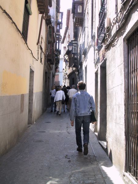 When cars come up this street, you have to duck into a doorway.